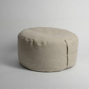 XL Beige burlap linen Buckwheat meditation  cushion Buckwheat floor pillow zafu Meditation pillow Buckwheat meditation pillow ZW living