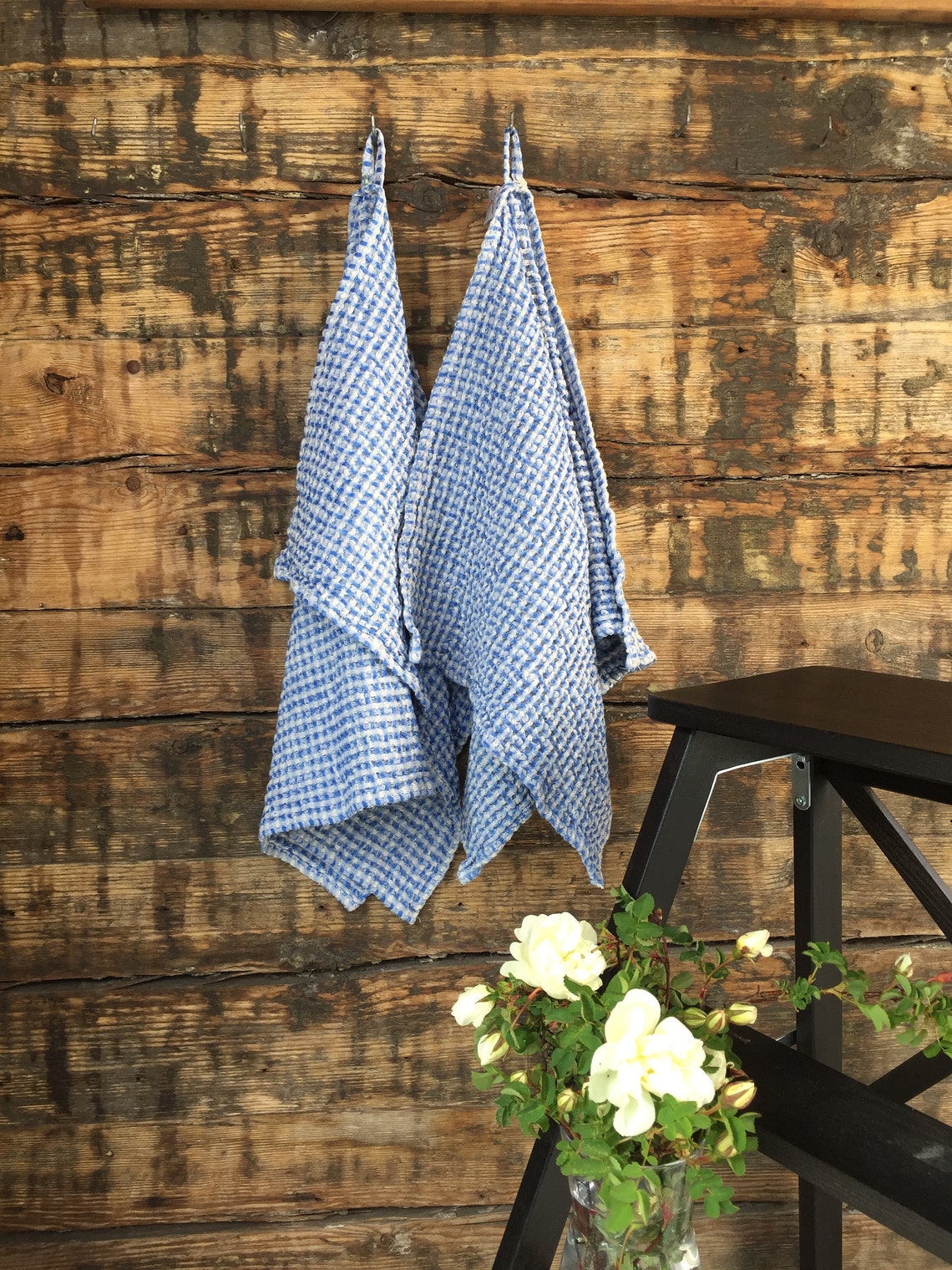 L Size Linen Waffle Bath Towel Blue Soft Waffle Linen Bath - Etsy