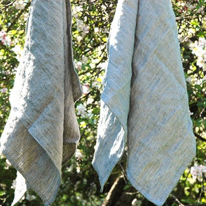 Light grey striped linen kitchen towel Tea towel Linen towel 18&#39;x28&#39;(45X70 cm) Dish towel Light grey striped dish towel Soft linen tea towel