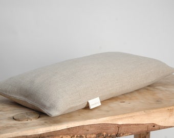 Petit oreiller de sarrasin, oreiller en lin lavé à la pierre gris naturel, oreiller de voyage ZW, oreiller de cou ZW, oreiller de soutien de petit yoga, 8'x16'/20X40cm