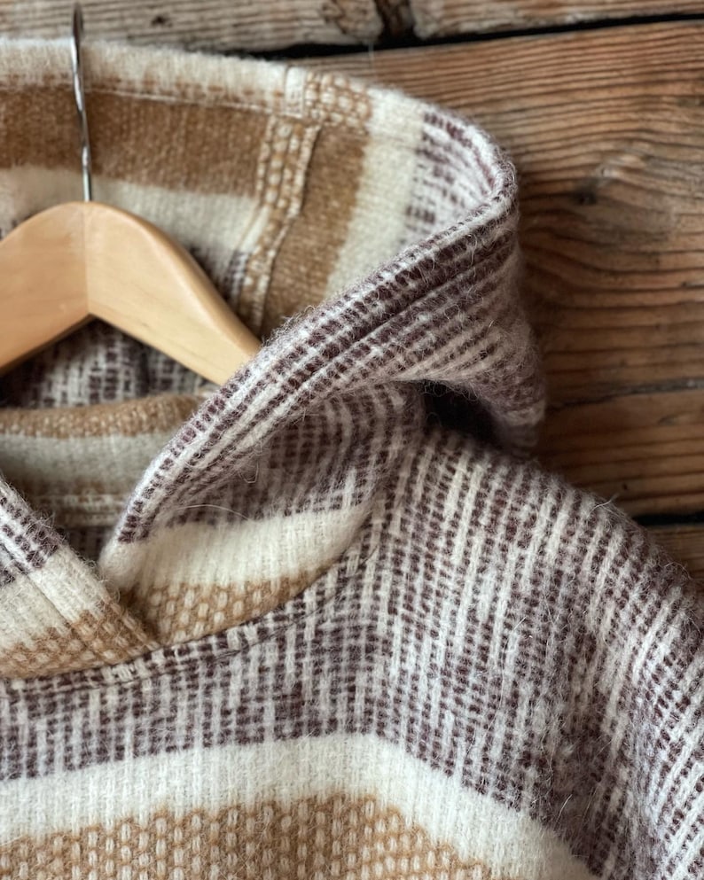 Alpaca/lambswool Mix Poncho Hooded Brown Lambswool/alpaca Wool Etsy