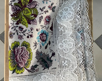 Floral linen tablecloth Laced Pure linen tablecloth Dining linen Floral linen tablecloths linen flax tablecloth elegant floral lace