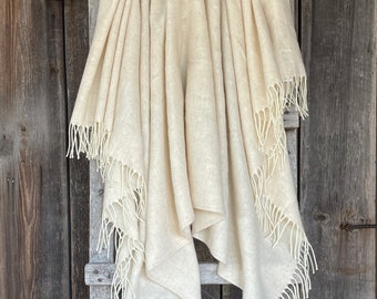 Couverture jetée en laine de cachemire beige Couverture mélangée en cachemire et laine mérinos beige clair Jeté de canapé en laine de cachemire beige 51''X71''/130X180cm