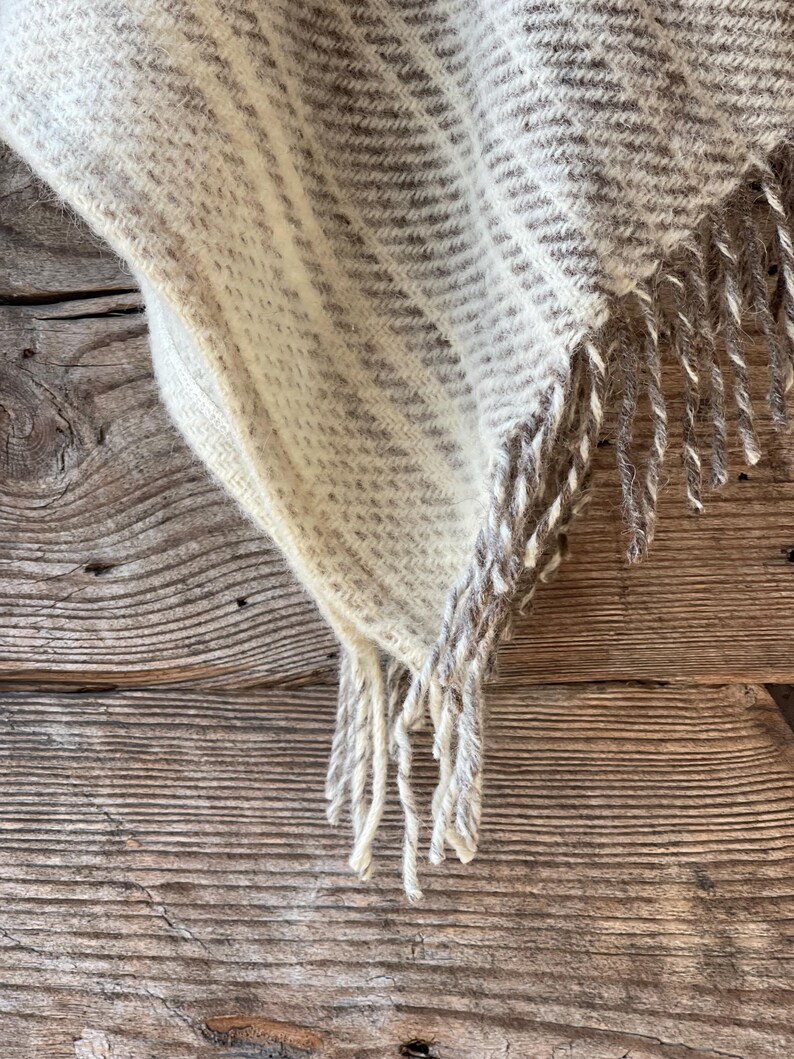 Beige Pure Wool Poncho Cape Hooded Cream White/beige Lambswool Alpaca