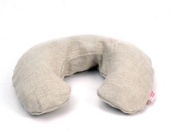 Small neck pillow, Buckwheat pillow, Neck support Pillow, Travel pillow, Linen&cotton pillow covers, Zippered pillow cover