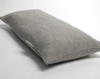 Charcoal grey narrow striped softened linen buckwheat pillow Meditation pillow Travel pillow ZW pillow Small Yoga bolster 8'x16'/20X40cm