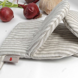 1 pc Grey&White striped linen Oven Mitt Pot Holder Potholder Kitchen Gloves Linen potholders Natural potholders Striped Oven Mitt Potholders