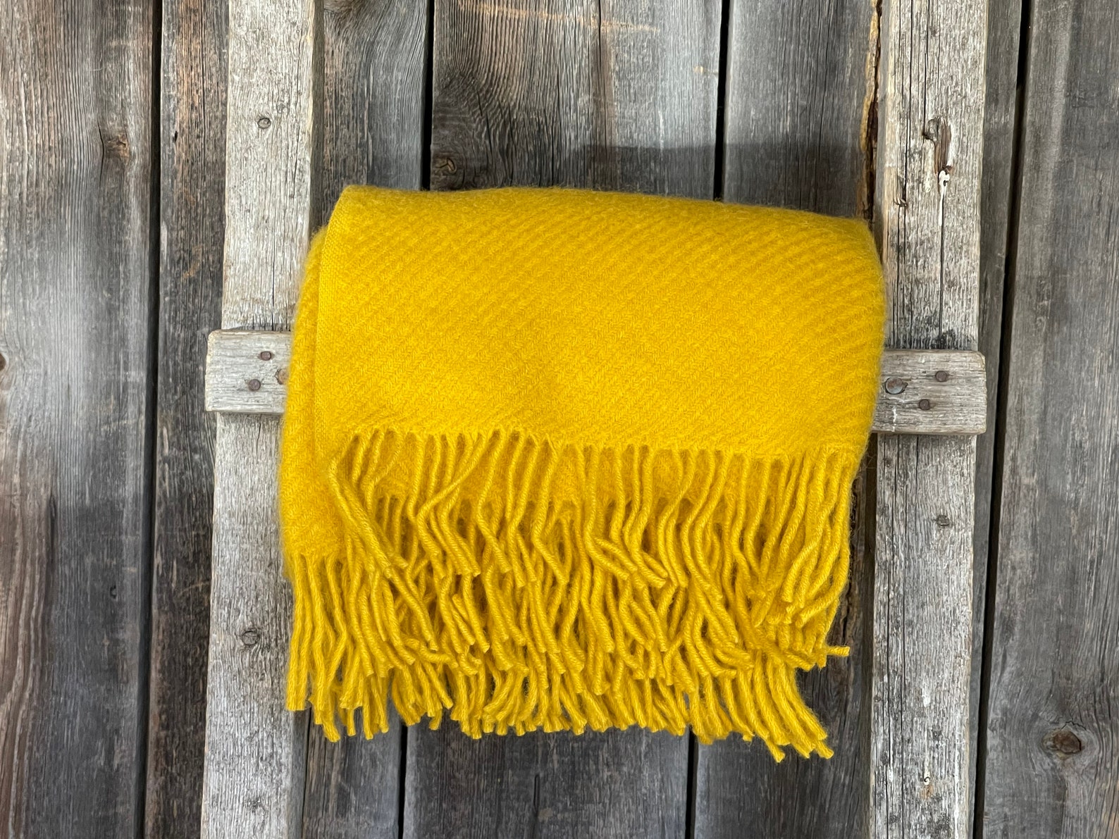 Mustard yellow wool throw blanket Yellow blanket with fringes | Etsy