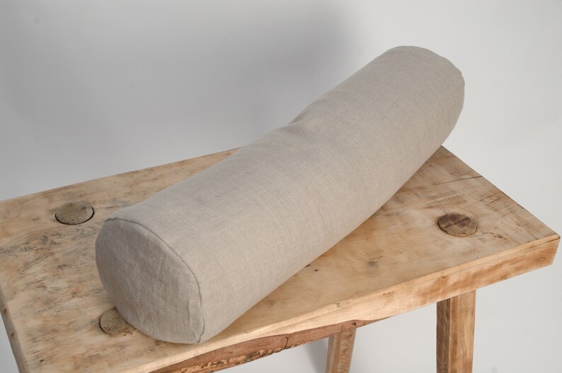 Natural Grey Linen Bolster Pillow Roll Neck Pillow Grey Etsy