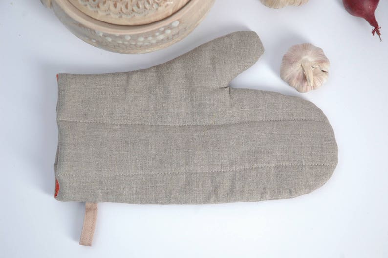 1 Pc Natural Grey Linen Oven Mitt Pot Holder Oven Gloves Etsy