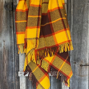 Yellow/brown classic check wool throw blanket Pure Wool blanket in check Brown checked wool blankets throws yellow warm 55&#39;&#39;X81&#39;&#39;/140X205cm