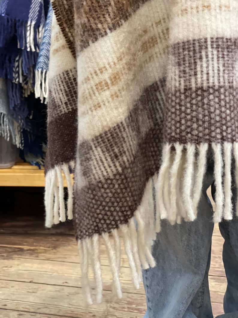 Poncho cape en pure laine mélangée alpaga marron/laine d'agneau, couverture en laine de style ethnique poncho cape très chaud et respirant image 10