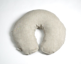 Zero waste travel pillow, Grey neck pillow, Buckwheat neck pillow, Zewo waste travel pillow, Linen travel pillow, Light Grey travel pillow