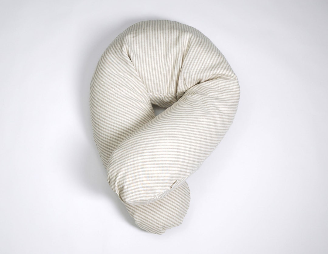 XXL Striped Linen Buckwheat Nursing Pillow Huge Buckwheat Pregnancy