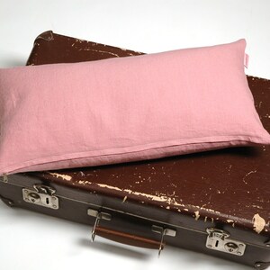 Small buckwheat pillow, Dusty rose linen pillow, Travel pillow, Neck pillow, Small Yoga bolster pillow, 8&#39;x16&#39;/20X40cm, Dusty rose pillow