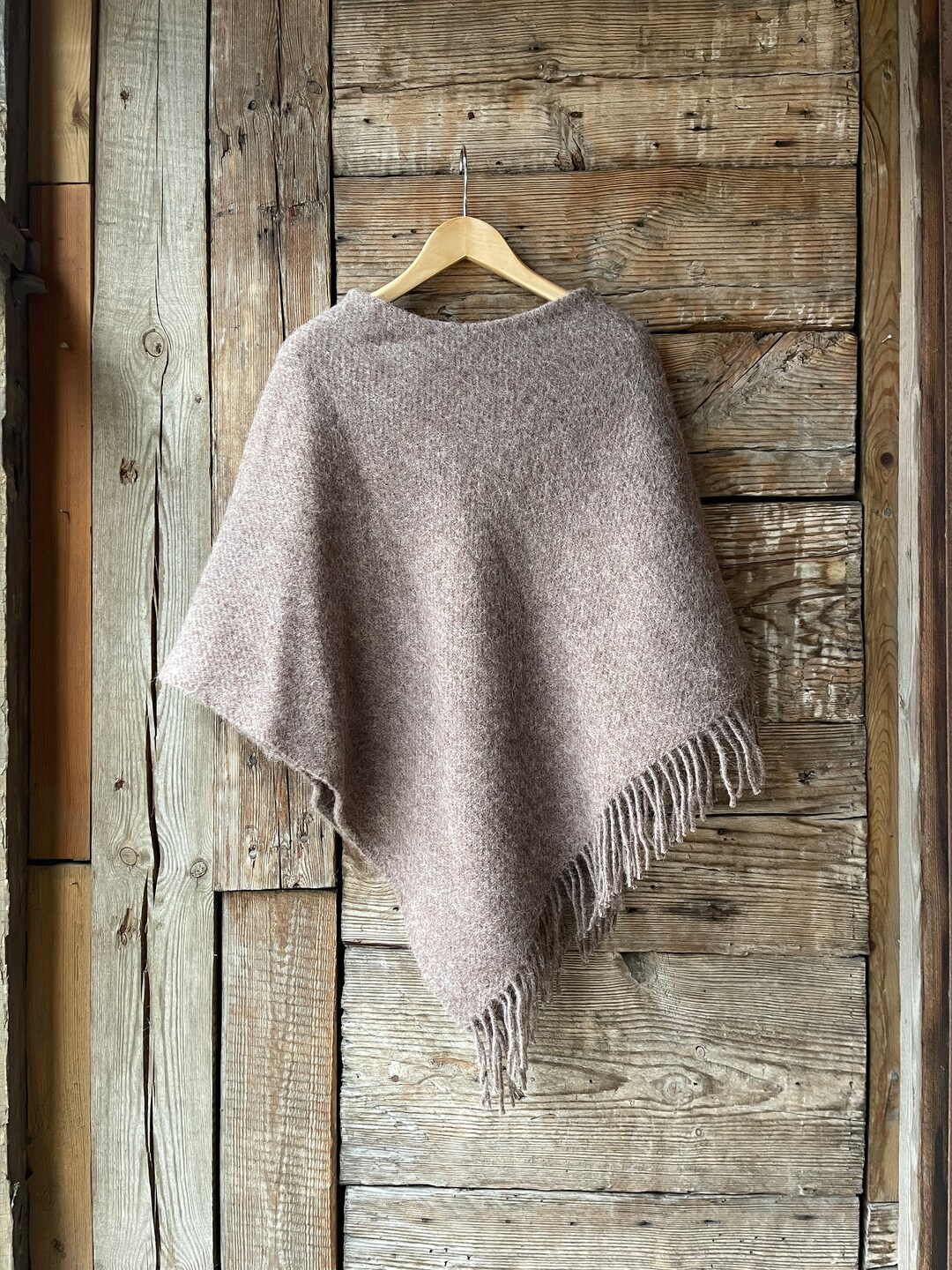 Brown Wool Blanket Poncho Cape Alpaca&lambswool Mix Brown Poncho Cape