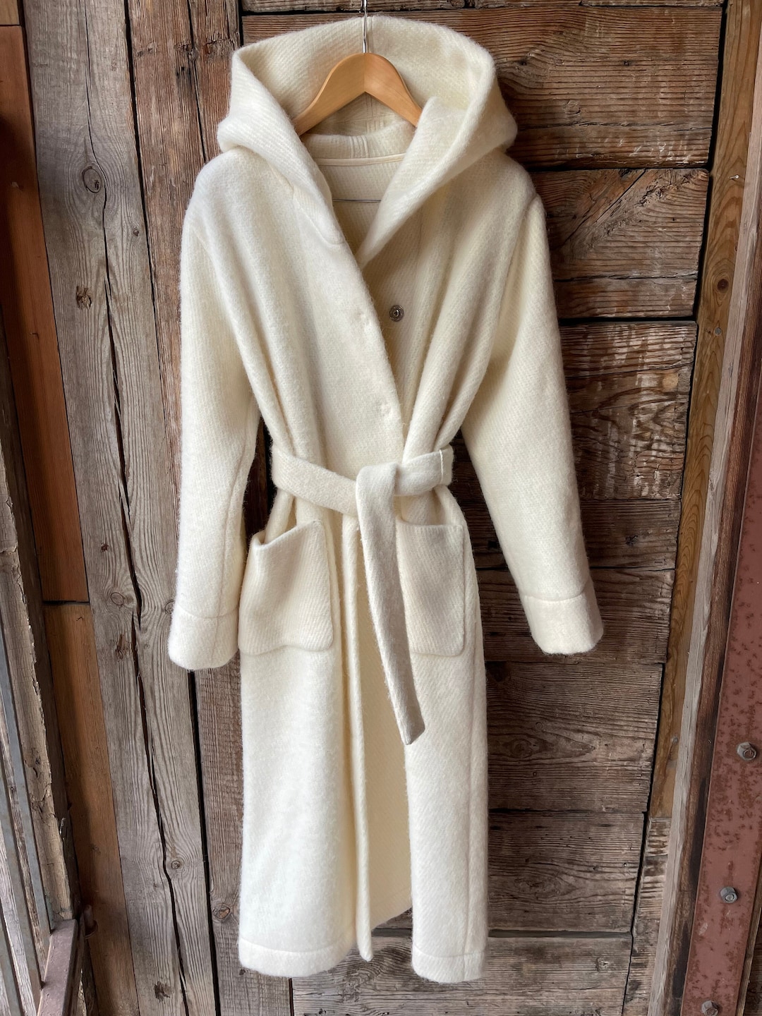 【INCHANT ME】[Wool 90%] Big collar robe handmade long coat 80c27969-828a-4724-b93a-