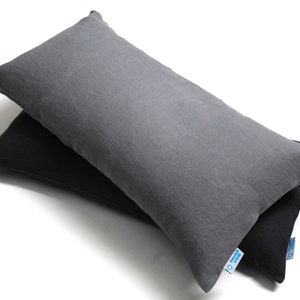 Small buckwheat pillow, Carcoal grey linen pillow, Travel pillow, Neck pillow, Small Yoga bolster pillow, 8&#39;x16&#39;/20X40cm, Gray linen pillow,