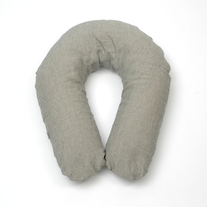 L Gris oscuro/gris natural rayado lino lavado a piedra Almohada de lactancia de trigo sarraceno Ropa de cama rayada Almohada de embarazo Maternidad y lactancia