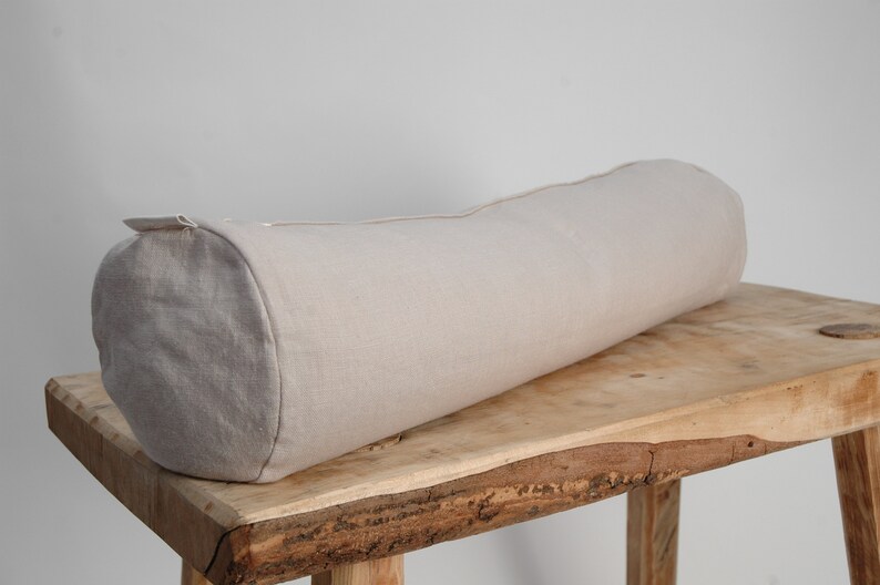 Light Grey Linen Bolster Pillow Roll Neck Pillow Grey Etsy