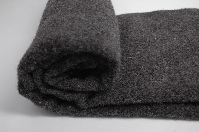 Dark Grey Wool Throw Blanket With Fringesgrey Lambswool Etsy