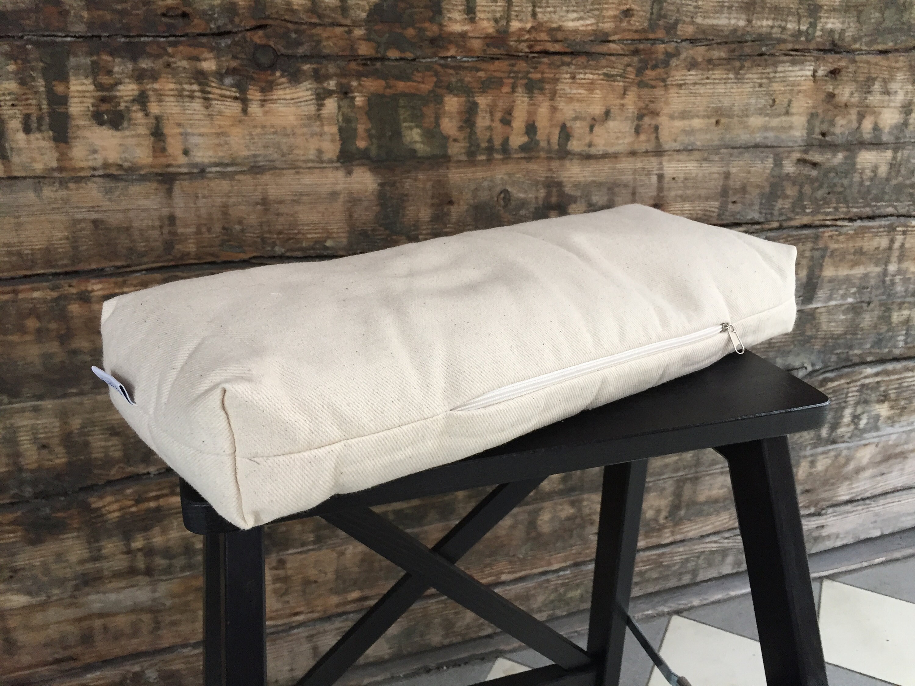 Small Yoga Bolster Pillow With Buckwheat Hulls Natural Grey Etsy