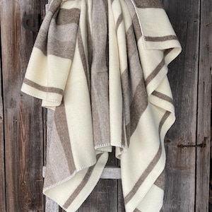 Beige Alpaca wool throw blanket Striped Alpaca/mohair/lambswool mix throw blanket Cream white beige alpaca wool blanket 55&#39;&#39;X81&#39;&#39;/140X205cm