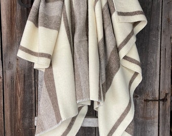 Beige Alpaca wool throw blanket Striped Alpaca/mohair/lambswool mix throw blanket Cream white beige alpaca wool blanket 55''X81''/140X205cm