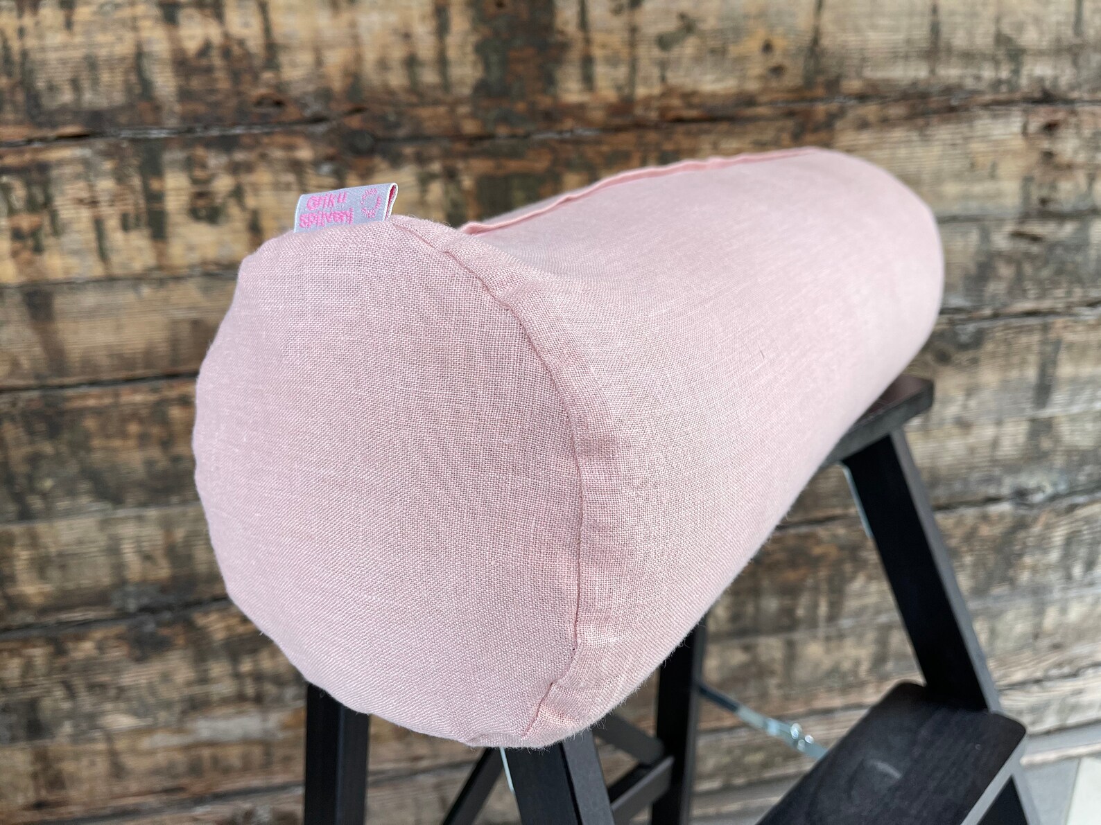 Soft Pink Linen Bolster Pillow Buckwheat Roll Neck Pillow Etsy