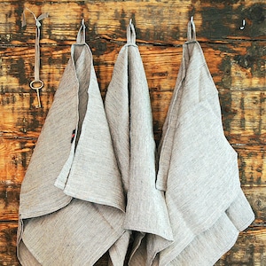 Soft Linen Hand Towel Linen Dish Towel Grey Striped Linen Kitchen Towel Natural Linen Towel Washed Linen Towel Kitchen linen towel Tea towel