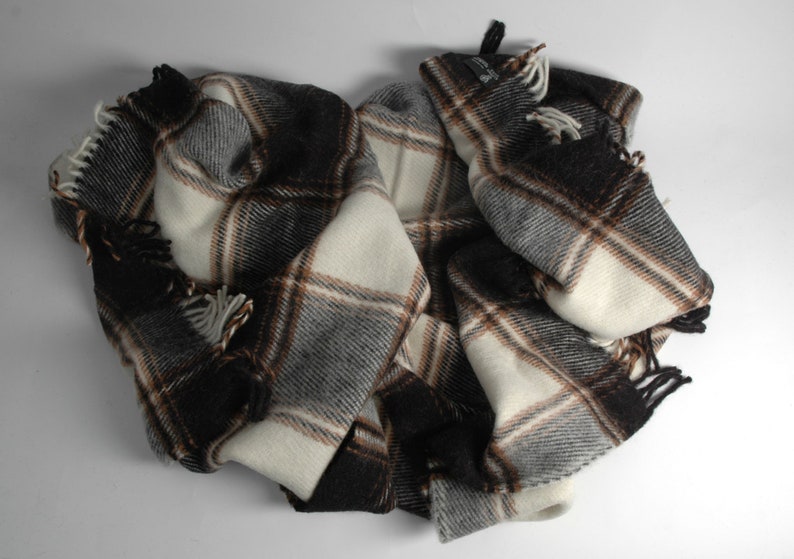 Pure Wool Blanket Throw Black/white Large Check Wool Throw Etsy