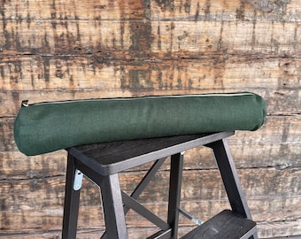Forest green linen bolster pillow Buckwheat roll neck pillow Adjustable bolster pillow with stonewashed linen pillowcover 4'x20'/10X50cm
