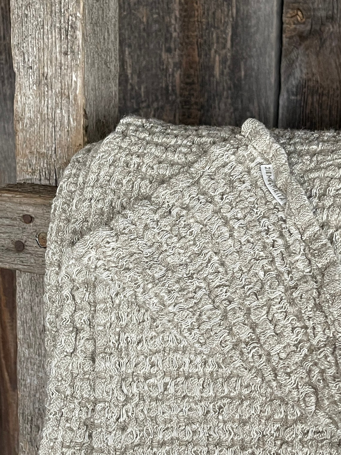 Natural Grey Waffle Linen Bed Throw Blanket Pure Linen Natural Etsy UK