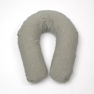 L Dark grey striped/natural grey stonewashed linen Buckwheat nursing pillow Striped linen Pregnancy pillow Maternity and Breastfeeding