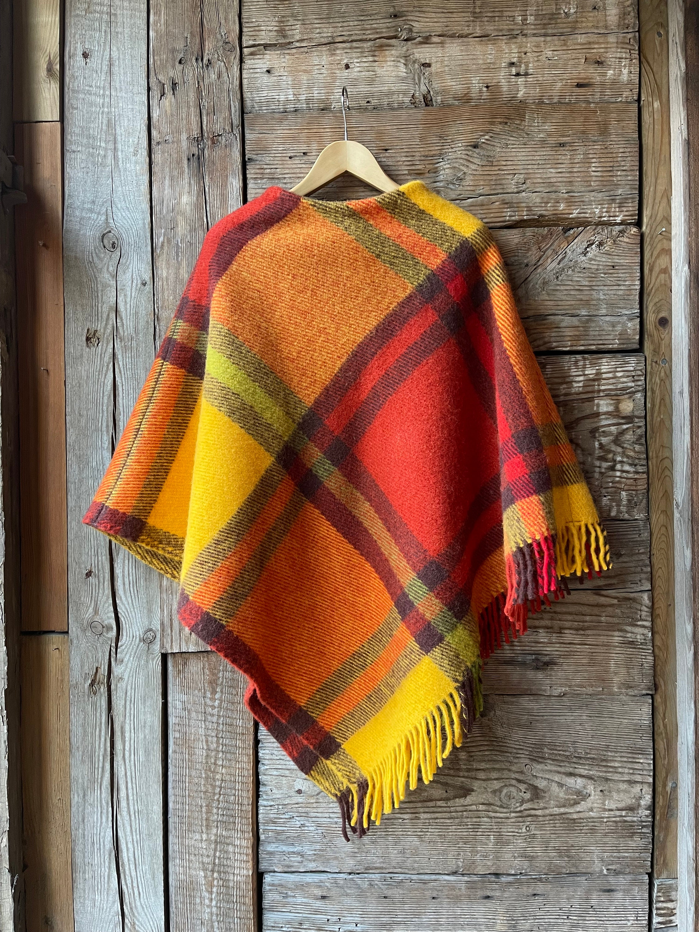 argue☆SHETLAND WOOL LINEN VINTAGE PONCHO argue☆SHETLAND WOOL