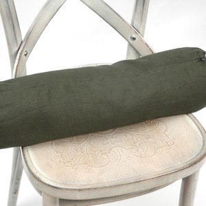Bolster neck pillow, Roll neck pillow, Buckwheat neck pillow, Deep green linen bolster, Deep green buckwheat pillow, 5&#39;x20&#39;/13X50cm pillow