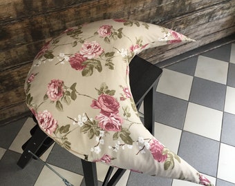 Half Moon Buckwheat pillow Neck support pillow Sleep Ortopedic buckwheat pillow  Beige roses cotton satin buckwheat pillow Organic natural