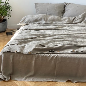 Natural grey LINEN DUVET Linen bedding Fine Pure Europian linen buttons or ties closure Stonewashed linen Custom bedding linen duvet