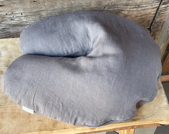 Buckwheat pillow Travel pillow Dark Gray stonewashed linen pillowcover U-shape Neck support pillow Japanese pillow Large comfortable size