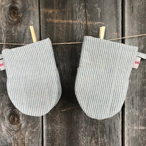 Set of 2 Blue/grey striped linen Oven Mitt Pot Holder Potholder Kitchen Gloves Linen potholders Blue striped linen potholders Oven Mitts