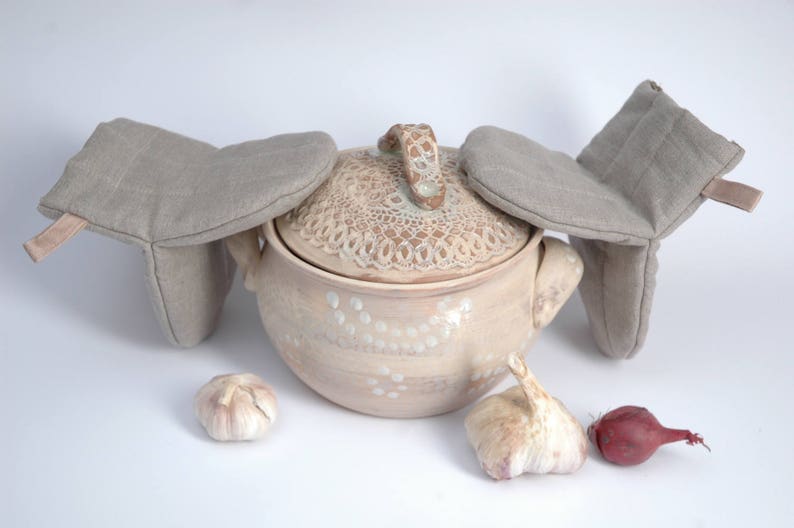 Set of 2 Natural grey linen Oven Mitt Pot Holder Kitchen Etsy