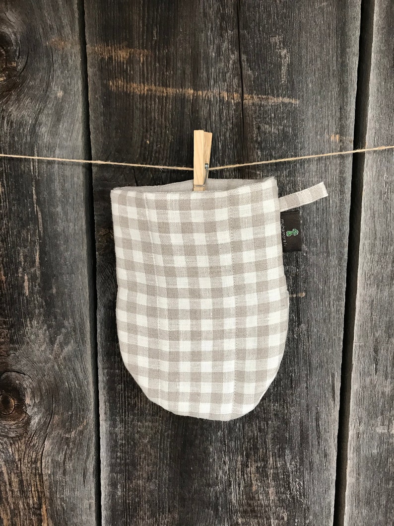 Set of 2 Natural Grey&white Check Linen Oven Mitt Pot Holder Etsy UK