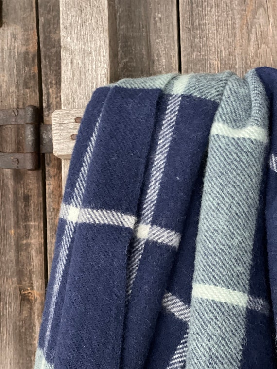 Navy Blue Checked Wool Throw Blanket Pure Lambswool Navy Blue white Throw Blanket With Fringes Light Sofa Throws Blanket 51 x79 130x200cm Etsy Canada