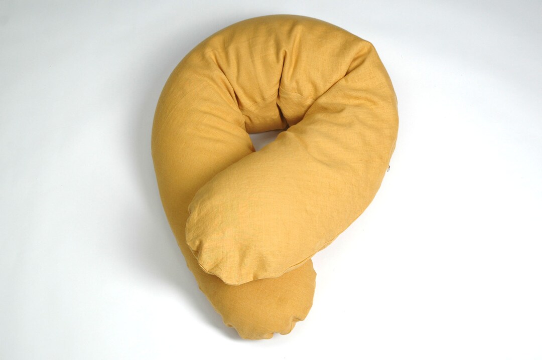 XXL Mustard Yellow Stonewashed Linen Buckwheat Nursing Pillow Etsy
