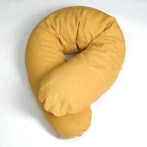 XXL Mustard yellow stonewashed linen Buckwheat nursing pillow Huge buckwheat pregnancy pillow Maternity pillow U shape breastfeeding pillow