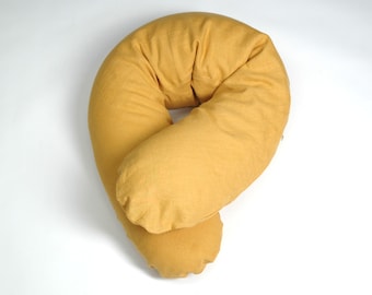 XXL Mustard yellow stonewashed linen Buckwheat nursing pillow Huge buckwheat pregnancy pillow Maternity pillow U shape breastfeeding pillow