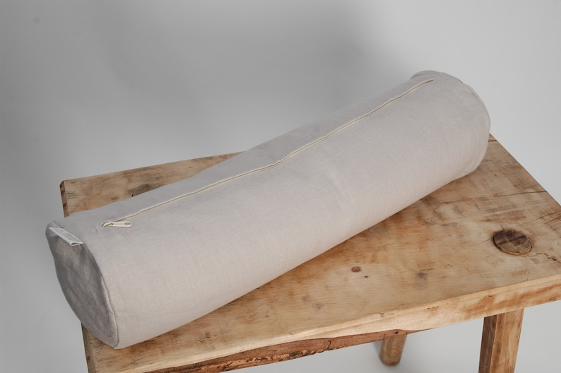 Light Grey Linen Bolster Pillow Roll Neck Pillow Grey Etsy