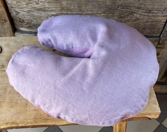 Buckwheat pillow Travel pillow Lavender stonewashed linen pillowcover U-shape Neck support pillow Japanese pillow Large comfortable size