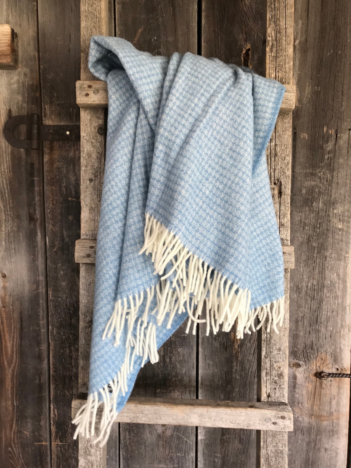 Pure wool throw blankets Light blue wool throw blanket with Etsy