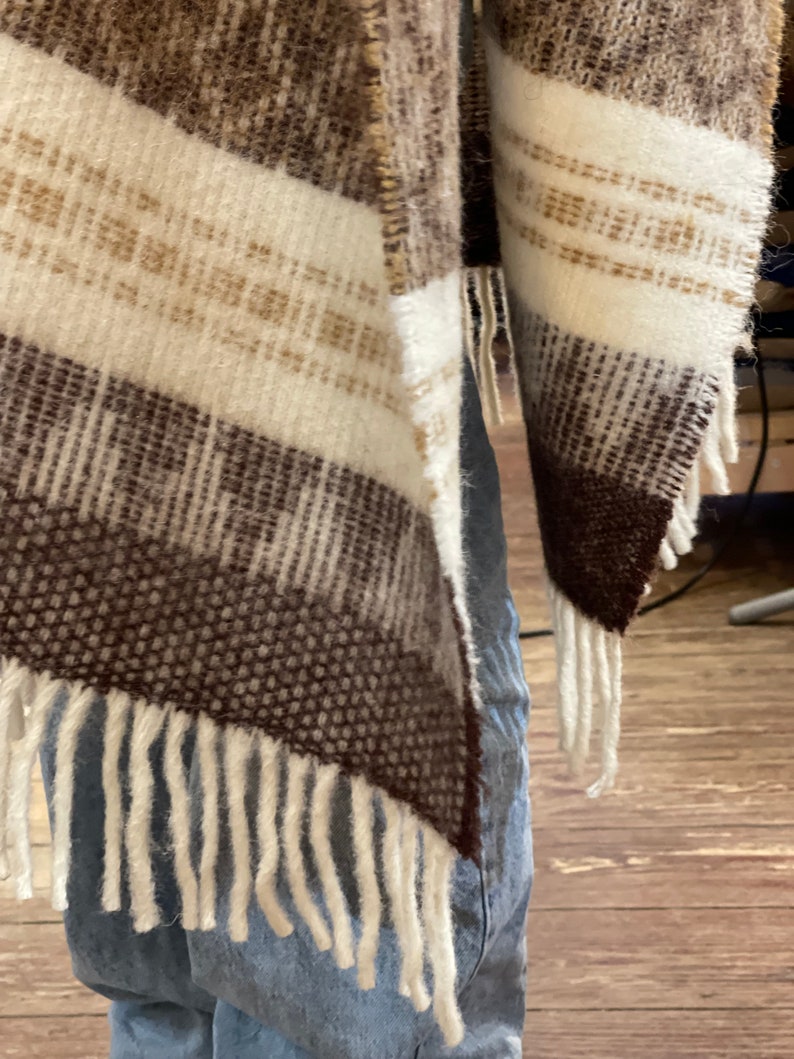 Poncho cape en pure laine mélangée alpaga marron/laine d'agneau, couverture en laine de style ethnique poncho cape très chaud et respirant image 6